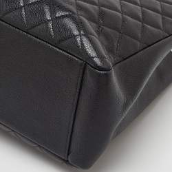 Pre Owned Chanel Black Quilted Caviar Leather GST Shopper Tote