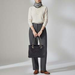 Pre Owned Chanel Black Quilted Caviar Leather GST Shopper Tote