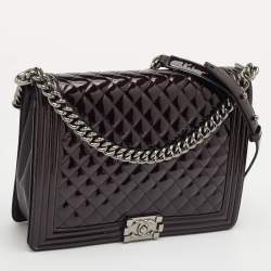 Pre Owned حقيبة شانيل بوي كبيرة جلد مبطن ب يج بقلّاب