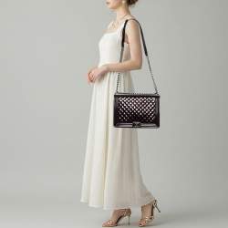 Pre Owned حقيبة شانيل بوي كبيرة جلد مبطن بيج بقلّاب