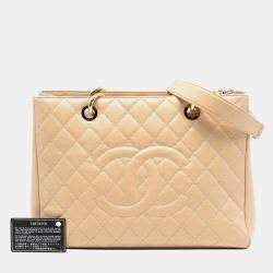 Pre Owned حقيبة يد شانيل جراند شوبينج كافيار بنية اللون