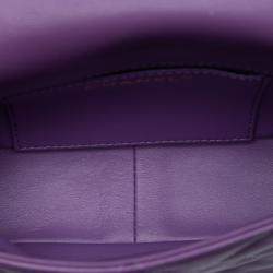 Pre Owned Chanel Purple Mini Lambskin Triple Chain Full Flap