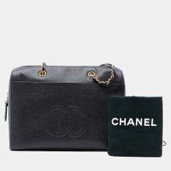 Pre Owned Chanel Black CC Caviar Shoulder Bag