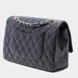 Pre Owned Chanel Black Medium Classic Caviar Double Flap