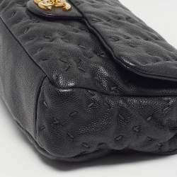 Pre Owned حقيبة شانيل كلاسيك شرق/غرب جلد كافيار مبطن بخياطة وحشية سوداء قلاب