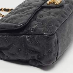 Pre Owned حقيبة شانيل كلاسيك شرق/غرب جلد كافيار مبطن بخياطة وحشية سوداء قلاب