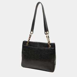 Pre Owned Chanel Black CC Caviar Chain Tote