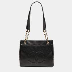 Pre Owned Chanel Black CC Caviar Chain Tote