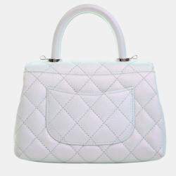 Pre Owned حقيبة شانيل زرقاء صغيرة جدًّا قزحية جلد كافيار قوس قزح CC كوكو بمقبض علوي