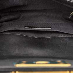 Pre Owned حقيبة شانيل سوداء حمراء صغيرة من المخمل وجلد العجل بغطاء علوي