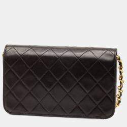 Pre Owned حقيبة شانيل سي سي مفردة بقلّابة جلد خروف مبطن أسود