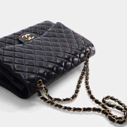 Pre Owned Chanel Maxi Black Lambskin Classic Double Flap Bag