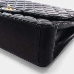 Pre Owned Chanel Maxi Black Lambskin Classic Double Flap Bag