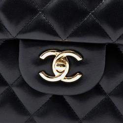 Pre Owned Chanel Black Jumbo Classic Lambskin Double Flap