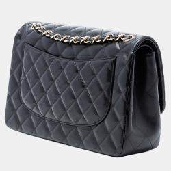 Pre Owned Chanel Black Jumbo Classic Lambskin Double Flap