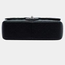 Pre Owned Chanel Black Jumbo Classic Caviar Double Flap