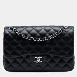 Pre Owned Chanel Black Jumbo Classic Lambskin Double Flap