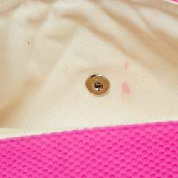 Pre Owned حقيبة شانيل مبطنة مثقبة قلاب مفردة كلاسيكية متوسطة جيرسي وردي