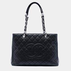 Pre Owned Chanel Black Caviar Grand Shopping Tote