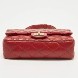 Pre Owned Chanel Reissue 2.55 Red Quilted Aged Leather Belt Bag