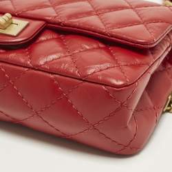Pre Owned Chanel Reissue 2.55 Red Quilted Aged Leather Belt Bag
