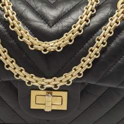 Pre Owned حقيبة شانيل ميني ريشيو 2.55 كلاسيك 244 جلد ميتاليك مبطن بقلاب