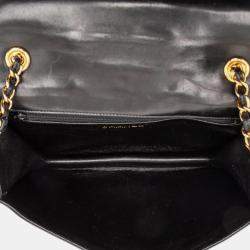 Pre Owned حقيبة شانيل جلد الحمل مبطن كامل الطية سي سي سوداء