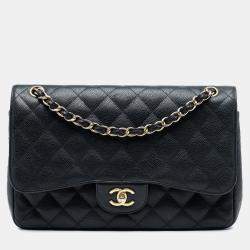 مملوكة مسبقًا Chanel Black Jumbo Classic Caviar Double Flap