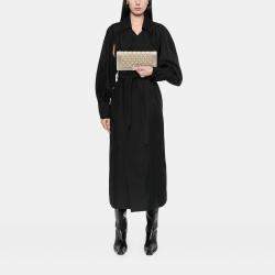 Pre Owned شنطة كلتش شانيل بوي مبطن جلد حمل ناعم ذهبي مرصع