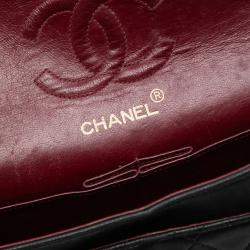 Pre Owned Chanel Black Medium Classic Lambskin Double Flap