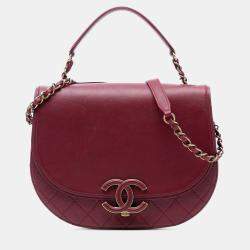 Pre Owned Chanel Red Medium Calfskin Coco Curve Flap