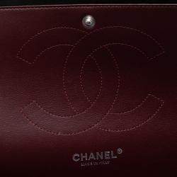 Pre Owned حقيبة شانيل غطاء مزدوج كلاسيك جلد حملان أسود جامبو