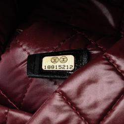 Pre Owned Chanel Black Large Quilted Lambskin O Case Clutch