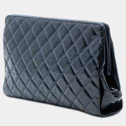 مملوكة مسبقًا Chanel Blue CC Quilted Patent Timeless Clutch