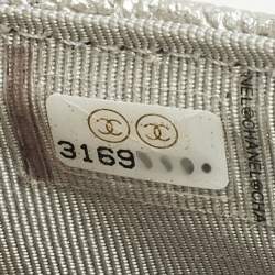 Pre Owned Chanel Silver Quilted Glitted Effect Caviar Leather Glasses Case Chain Pouch  