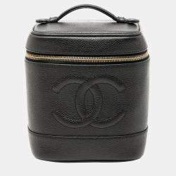 Pre Owned حقيبة شانيل فانتي جلد الكافيار علامة شانيل سوداء