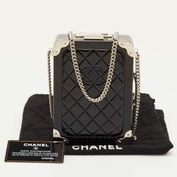 Pre Owned Chanel Evening In The Air Mini Black Patent Leather Trolley Minaudière Crossbody Bag