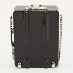 Pre Owned Chanel Evening In The Air Mini Black Patent Leather Trolley Minaudière Crossbody Bag