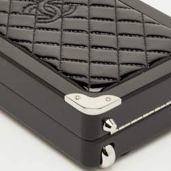 Pre Owned Chanel Evening In The Air Mini Black Patent Leather Trolley Minaudière Crossbody Bag