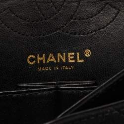 مملوكة مسبقًا حقيبة شانيال قلاب مزدوج 225 كلاسيك 2.55 ريإيشو قماش مبطن أسود