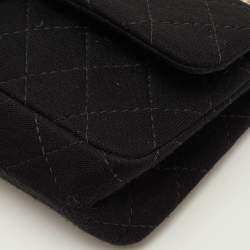 مملوكة مسبقًا حقيبة شانيال قلاب مزدوج 225 كلاسيك 2.55 ريإيشو قماش مبطن أسود