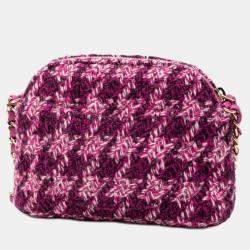 Pre Owned حقيبة كلاتش شانيل CC أرجواني تويد هوندستوث مع سلسلة