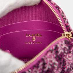 Pre Owned حقيبة كلاتش شانيل CC أرجواني تويد هوندستوث مع سلسلة