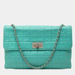 Pre Owned حقيبة شانيل بلو شوكولات بار جلد خروف ريإشيو 2.55 سلسلة