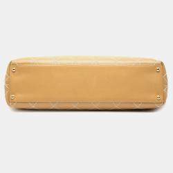 Pre Owned حقيبة شانيل توت غرزة برية جلد العجل بني كبيرة CC