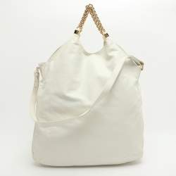 Pre Owned Chanel Rodeo Drive XL White Leather Shoulder Bag