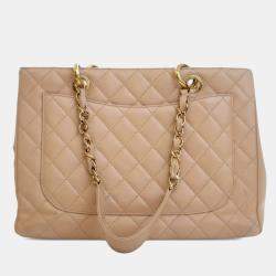 Pre Owned Chanel Brown Caviar Grand Shopping Tote