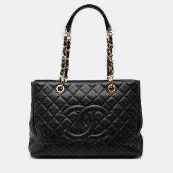 Pre Owned Chanel Black Caviar Grand Shopping Tote