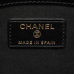Pre Owned Chanel Black Medium Quilted Caviar Boy O Case Clutch