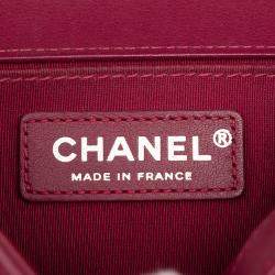 Pre Owned Chanel Pink Old Medium Chevron Lambskin Boy Flap